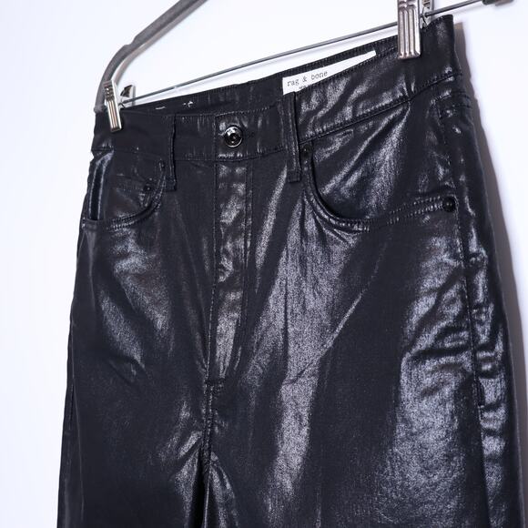 RAG & BONE Casey High Rise Ankle Flare Jean Coated Black 5-Pocket Women's 31 - Picture 5 of 16